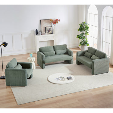 Two 60"Corduroy Fabric Sofa with 33" Single Sofa, Modern Sofa with Support Pillow, for Apartment, Office, Living Room & BedroomMUTUKISPACE