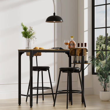 Wood Top Metal Base side table Industrial Bar Table with two chair - Adjustable table base Bistro Whiskey Pub Table,47.44"W x 15.75"D x 35.43"HMUTUKISPACE