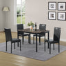 Furniture 5 Piece Metal Dinette Set with Faux Marble Top - Black,dinning set,table&4 chairsMUTUKISPACE