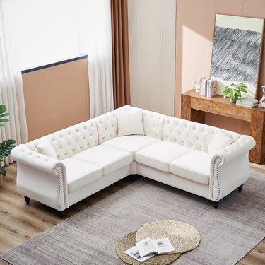 83.5 - Inch Oversized Corner Sofa, L - Shaped Sectional Couch, 5 - Seater Corner Sofas with 3 Pillows for Living Room, Bedroom, Apartment, OfficeMUTUKISPACE
