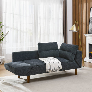 Convertible Futon Sofa Bed, Comfy Loveseat Sleeper Sofa with Adjustable Armrest, Strengthen Wood, Thick Padded Cushion, Small 2 Seater Couch for Living Room, Bedroom, BlackMUTUKISPACE