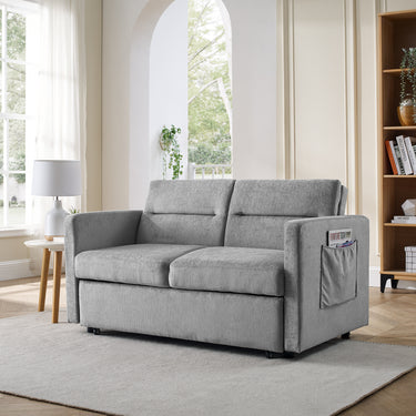 Loveseats Sofa Bed with Pull - out Bed, Adjsutable Back and Two Arm Pocket,GreyMUTUKISPACE