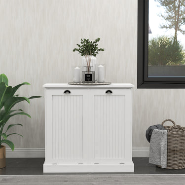 Two - Compartment Tilt - Out Laundry Sorter Cabinet - WhiteMUTUKISPACE