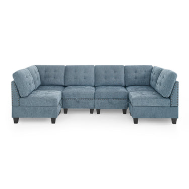 U shape Modular Sectional Sofa,DIY Combination,includes Four Single Chair and Two Corner,Navy ChenilleMUTUKISPACE