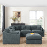 6 - Seats Modular L - Shaped Sectional Sofa with Ottoman,10 Pillows, Oversized Upholstered Couch w/Removabled Down - Filled Seat Cushion for Living Room, Chenille GreyMUTUKISPACE