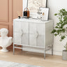 31.50" Modern 2 Door Wooden Storage Cabinet Accent Cabinet with Metal Leg Featuring Two - tier Storage, for Living Room, Entryway and Dining Room, White WashedMUTUKISPACE