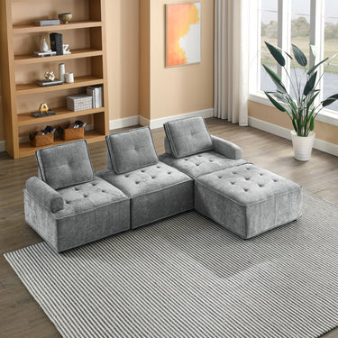 L - Shape Modular Sectional Sofa, DIY Combination, ChenilleMUTUKISPACE