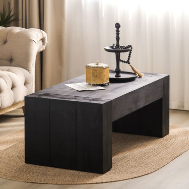 Living Room Wood Table, Versatile Table ,Black Wood Coffee Table,Modern Black Solid Wood Coffee TableMUTUKISPACE