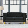 Velvet Sofa for Living Room,Buttons Tufted Square Arm Couch, Modern Couch Upholstered Button and Metal Legs, Sofa Couch for Bedroom, Black Velvet - 2S(W834S00053)MUTUKISPACE