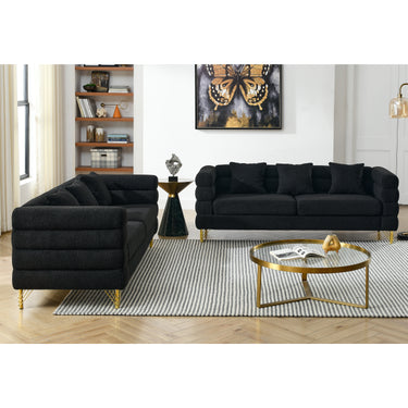 3 - seater + 3 - seater Combination sofa.BLACK teddyMUTUKISPACE