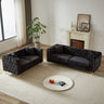 Chenille Pull Buckle Design Sofa for Living Room,Buttons Tufted With Copper Nail Decoration Armrest, Modern Couch Upholstered Button And Metal LegsMUTUKISPACE