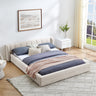 Modern Queen Upholstered Platform Bed with Chenille Fabric and Headboard, BeigeMUTUKISPACE
