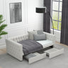 Twin Size Daybed with Drawers Upholstered Tufted Sofa Bed, with Button on Back and Copper Nail on Waved Shape Arms, velvet(79.5"x41.5"x26.5")MUTUKISPACE