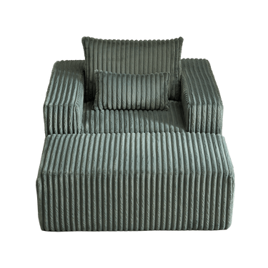 62.5 - Inch Corduroy foam Sofa Lounge Chair with Removable footrest,No Assembly Required,Fluffy Modern Sleeper Chair for Indoor Living Room BedroomMUTUKISPACE