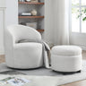 Welike Swivel barrel chair, living room swivel chair with round storage chair, 360 ° swivel club chair, nursery, bedroom, office, hotel with upholstered modern armchair, teddy fabricMUTUKISPACE