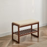 Solid Wood Shoes Bench, Beech Wood Storage Rack Organizer with High Rebound Sponge CushionMUTUKISPACE