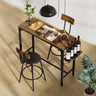 Wood Top Metal Base side table Industrial Bar Table with two chair - Adjustable table base Bistro Whiskey Pub Table,47.44"W x 15.75"D x 35.43"HMUTUKISPACE