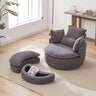 38"W Oversized Swivel Chair with moon storage ottoman for Living Room, Modern Accent Round Loveseat Circle Swivel Barrel Chairs for Bedroom Cuddle Sofa Chair Lounger Armchair, 4 Pillows,CORDUROYMUTUKISPACE