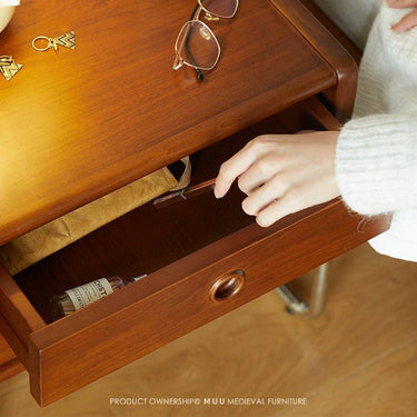 Side Table with Drawer Steel Legs Boxwood 19.3 Inches Compact mu - yyctg - nightstandMUTUKISPACE