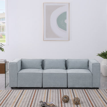 modular sofa Grayish blue chenille fabric, simple and grand, the seat and back is very soft. this is also a KNOCK DOWN sofaMUTUKISPACE
