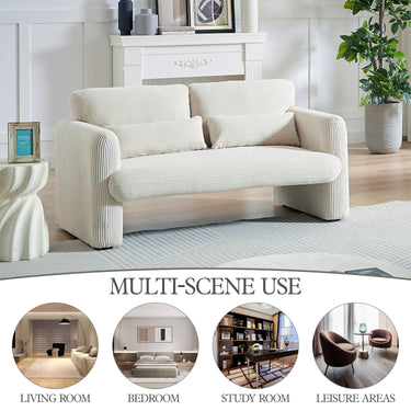60"Corduroy Fabric Sofa, Modern Lounge Chairs Loveseat Sofa with Support Pillow , for Apartment, Office, Living Room & BedroomMUTUKISPACE