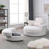 Welike Swivel Accent Barrel Modern Sofa Lounge Club Big Round Chair with Storage Ottoman Linen Fabric for Living Room Hotel with Pillows,Teddy White (Ivory)MUTUKISPACE