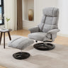 Grey Ergonomic Swivel Recliner Chair with Ottoman – Modern Massage Lounge Chair with Heat, Adjustable Backrest & Chenille Fabric for Home or OfficeMUTUKISPACE