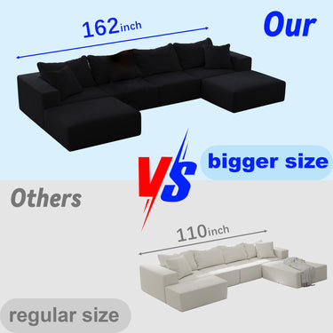 Oversized foam cloud sofa,Modern Upholstered Sectional Sofa Couch Set,Modular 162" L Shaped Sectional Living Room Sofa Set With 6 Pillows,Free Combination Sofa Couch for Living Room,BedroomMUTUKISPACE