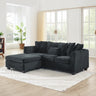 Corduroy Tufted Upholstered Sleeper Sectional Sofa, L - Shaped Modular Convertible Sofa , BlackMUTUKISPACE