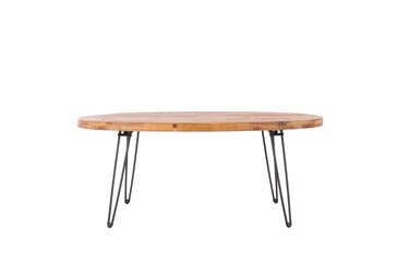 Oval Natural Reclaimed Wood Foldable Cocktail Table for Your Living RoomMUTUKISPACE