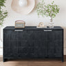 Accent Cabinet Farmhouse Style 4 Door Wooden Cabinet Sideboard Buffet Server Cabinet Storage Cabinet, for Living Room, Entryway, Hallway, Office, Kitchen and Dining Room, Distressed BlackMUTUKISPACE