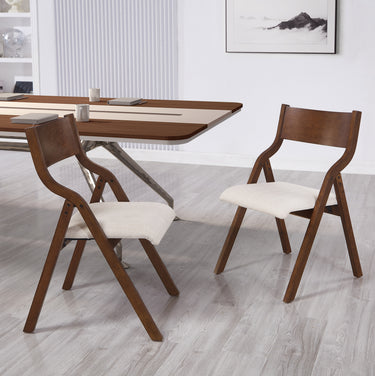 Upholstered folding Dining chair, space saving, easy to carry, Dining Room, 2 - Pack - WalnutMUTUKISPACE
