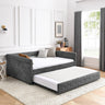 Daybed with Trundle Upholstered Tufted Sofa Bed, with Button and Copper Nail on Arms,Full Daybed & Twin Trundle, Grey(85.5"x57"x30.5")MUTUKISPACE