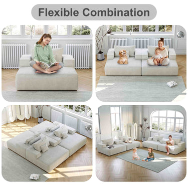 55 - inch Chenille foam Sofa Lounge Chair,No Assembly Required,Fluffy Modern Sleeper Chair for Indoor Living Room BedroomMUTUKISPACE