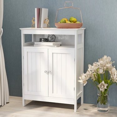 Bathroom standing storage with double shutter doors cabinet - WhiteMUTUKISPACE