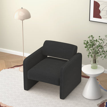 BLACK single sofa chair, upholstered comfortable chair with armrests, for dining room/bedroom/living room/reception - BLACK (30.9"*30.51"*30.11")MUTUKISPACE