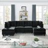 U shape Modular Sectional Sofa,DIY Combination,includes Two Single Chair ,Two Corner and Two Ottoman,Black Velvet.MUTUKISPACE