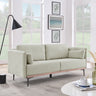 Modern Sofa 3 - Seat Couch with Stainless Steel Trim and Metal Legs for Living Room, Linen BeigeMUTUKISPACE