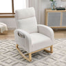 Welike 27.6"W Modern Accent High Backrest Living Room Lounge Arm Rocking Chair, Two Side Pocket ,Teddy White (Ivory)MUTUKISPACE
