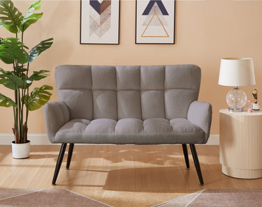 52'' Small Loveseat Sofa, Couch 2 - Seater with Quilting Backs for Living Room, Bedroom and Small Space (COLOR:BROWN)MUTUKISPACE