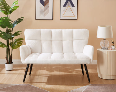 52'' Small Loveseat Sofa, Couch 2 - Seater with Quilting Backs for Living Room, Bedroom and Small Space(COLOR:WHITE)MUTUKISPACE