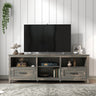 70 Inch Length TV Stand for Living Room and Bedroom, with 2 Drawers and 4 High - Capacity Storage Compartment, Black PineMUTUKISPACE