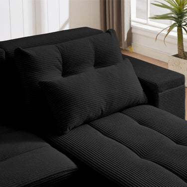 Convertible 3 in 1 Sleeper Sofa and Sectional Sofa with 4 Storage Space for Living Room,Corduroy Couch With 4 pillows,CorduroyMUTUKISPACE