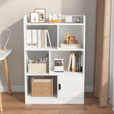 Kids Bookcase, Bookshelf with 6 Compartments, Freestanding Shelves and Cube Organizer, for Bedroom Living Room Office Closet School in WhiteMUTUKISPACE
