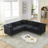 82.2 - Inch Velvet Corner Sofa, L - Shaped Sectional Couch, 5 - Seater Corner Sofas with 3 Cushions for Living Room, Bedroom, Apartment, OfficeMUTUKISPACE