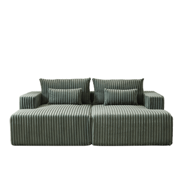 87" Oversized Sectional Lounge Chaise ,No Assembly Required,Cloud Plush Loveseat with Reclining Sofa Bed,Fluffy Modern Sleeper Chair for Indoor Living Room BedroomMUTUKISPACE