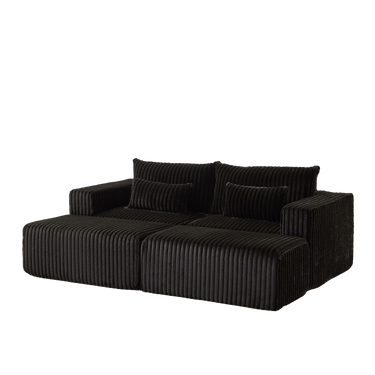 87" Oversized Sectional Lounge Chaise,No Assembly Required,Cloud Plush Loveseat with two Removable Footstool,Fluffy Modern Sleeper Chair for Indoor Living Room BedroomMUTUKISPACE