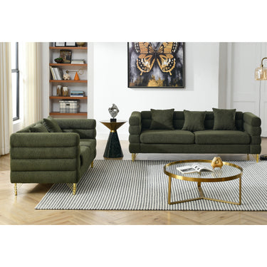3 - seater + 2 - seater Combination sofa.Green teddyMUTUKISPACE