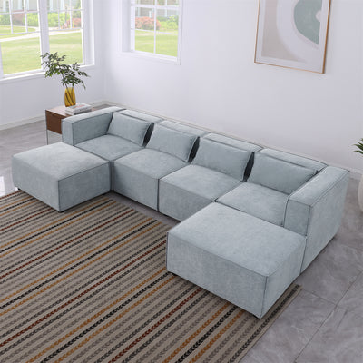 Fabric Sectional Sofa w/ Ottoman – Relaxation & Comfort