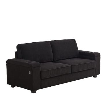 86.5 inch Sofa Couch - Deep Seat Sofa with two storage spaces, T - Pyce Charging Ports , USB Charging Ports & 2 Cup ,Corduroy 3 Seater Couch, Modern Sofas for Living RoomMUTUKISPACE